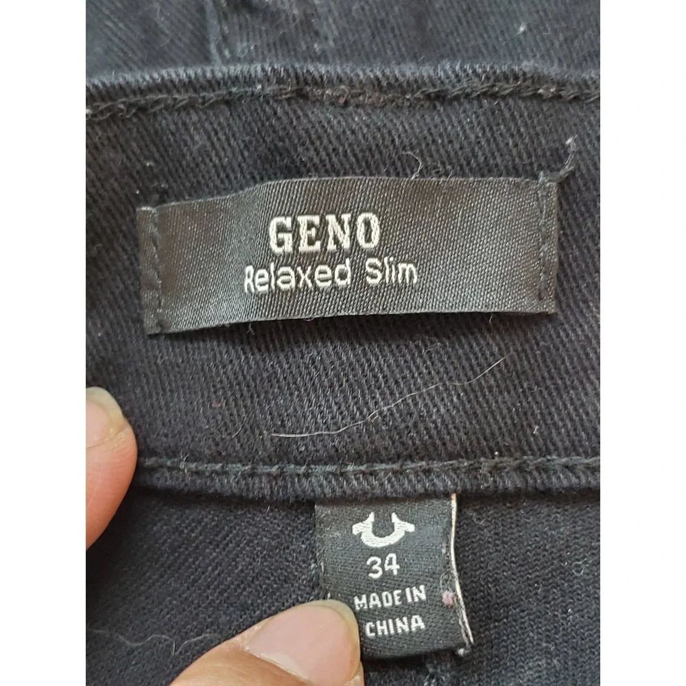 True Religion Men Jeans 34 Black Denim GENO Relaxed‎ Slim 31